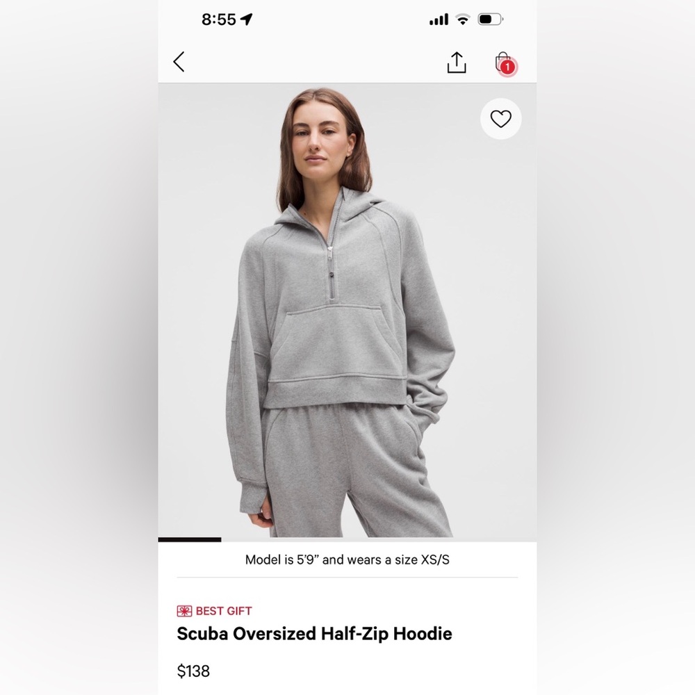 Lululemon Gray Scuba Half-Zip Hoodie